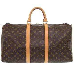 LOUIS VUITTON Brown Monogram Keepall 50 Boston Bag